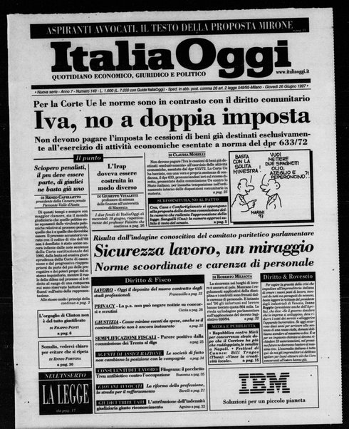 Italia oggi : quotidiano di economia finanza e politica